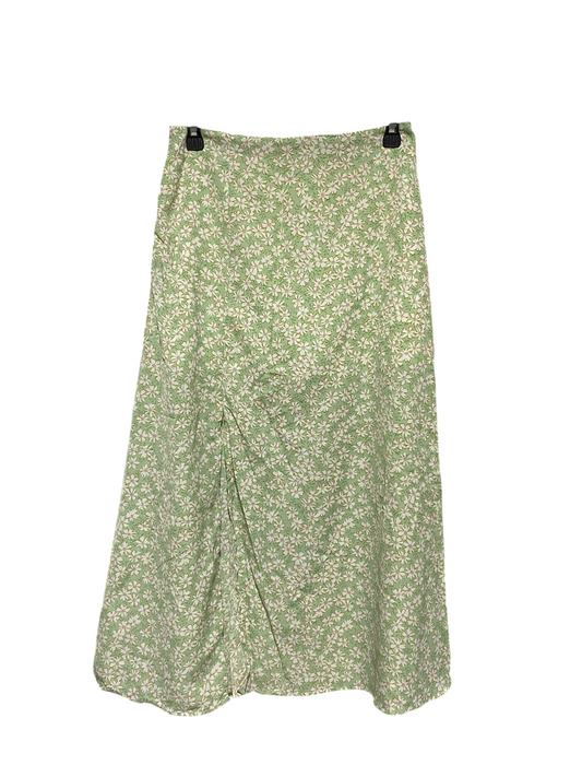 SHEIN |S| WAIST 28| B15| BOHEMIAN MINT GREEN DAISY PRINT MIDI SKIRT