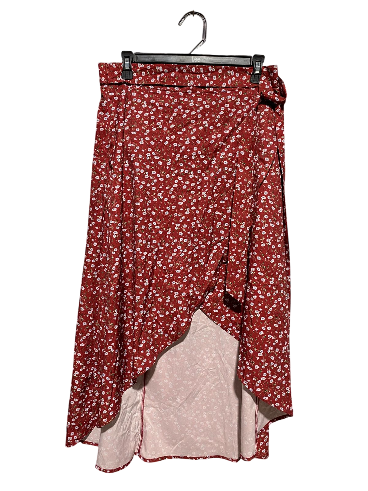SHEIN |L| WAIST 31| B15| VIBRANT SCARLET DITSY FLORAL WRAP SKIRT