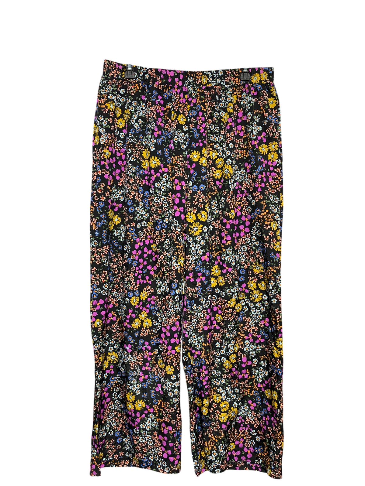 SHEIN CURVE |XL| WAIST 32| B15| VIBRANT MULTICOLOR DITSY FLORAL WIDE-LEG TROUSERS