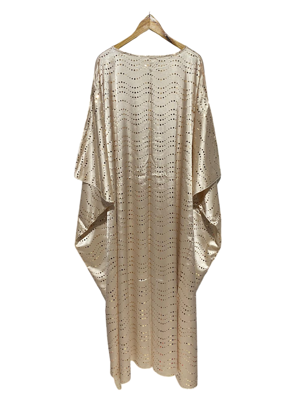 |L| BUST FREE| B15| CHAMPAGNE GOLD WAVE SEQUIN KAFTAN MAXI DRESS