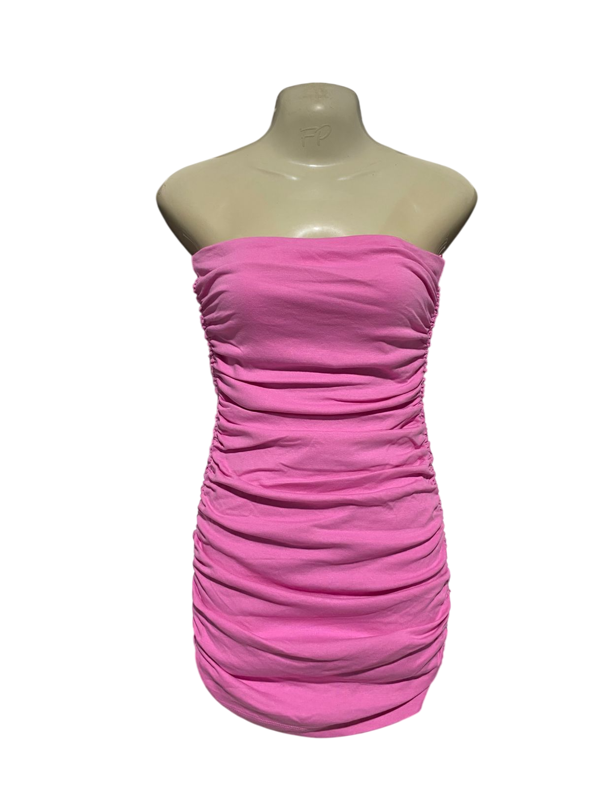 ZARA |M| BUST 16| B15| VIBRANT BUBBLEGUM PINK RUCHED TUBE DRESS