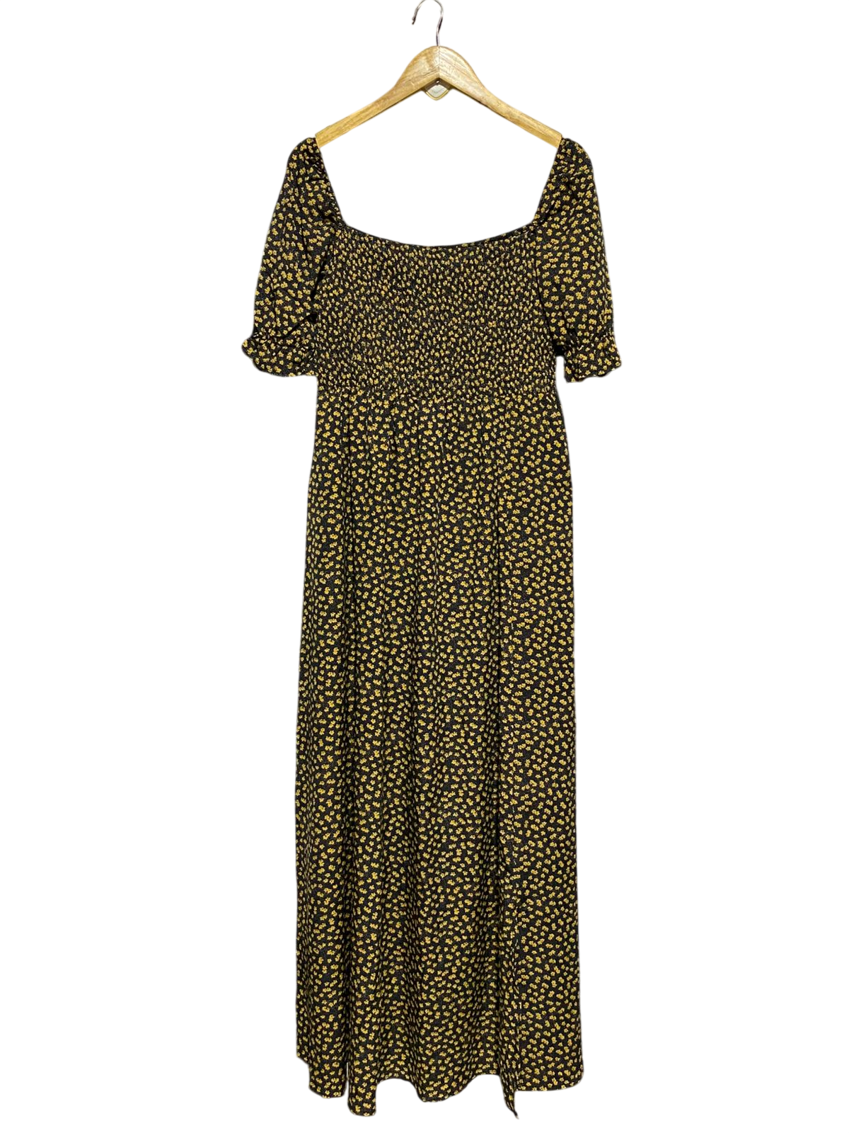 BOOHOO |M| BUST 17| B16| VINTAGE-STYLE SMOCKED BUST FLORAL MAXI DRESS