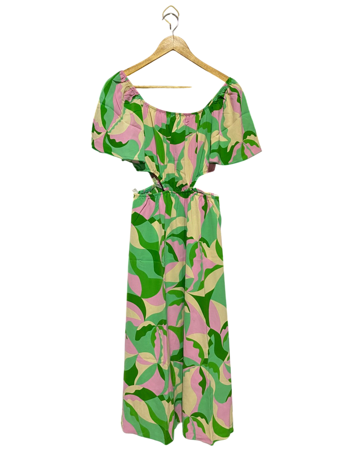SHEIN |S| BUST 15| B16| VIBRANT TROPICAL ABSTRACT CUT-OUT MAXI DRESS