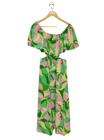 SHEIN |S| BUST 15| B16| VIBRANT TROPICAL ABSTRACT CUT-OUT MAXI DRESS