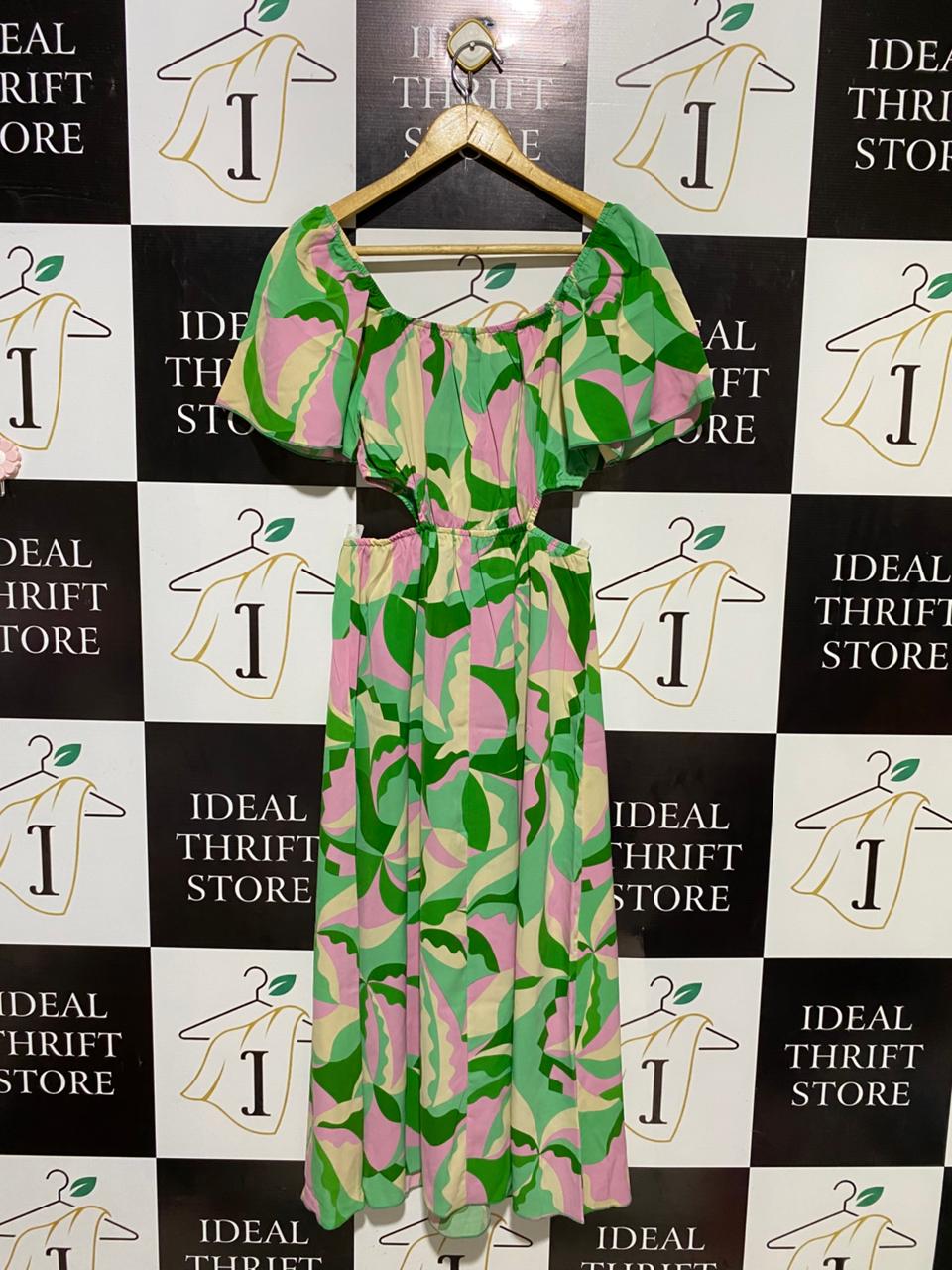 SHEIN |S| BUST 15| B16| VIBRANT TROPICAL ABSTRACT CUT-OUT MAXI DRESS
