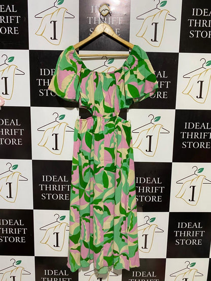 SHEIN |S| BUST 15| B16| VIBRANT TROPICAL ABSTRACT CUT-OUT MAXI DRESS