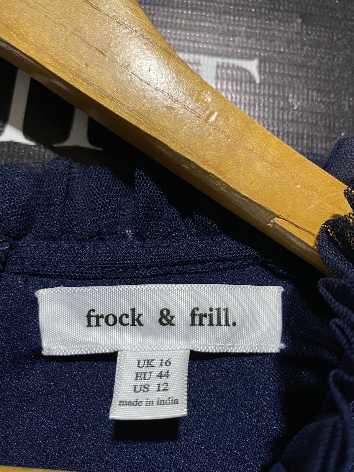 FROCK & FRILL |M| BUST 18| B16| LUXURY NAVY MESH EMBROIDERED FLORAL MAXI DRESS