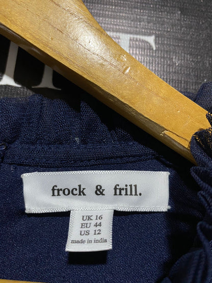 FROCK & FRILL |M| BUST 18| B16| LUXURY NAVY MESH EMBROIDERED FLORAL MAXI DRESS