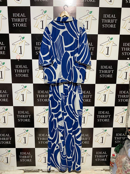 BOOHOO |L| B15| BOLD COBALT BLUE ABSTRACT CO-ORD SET