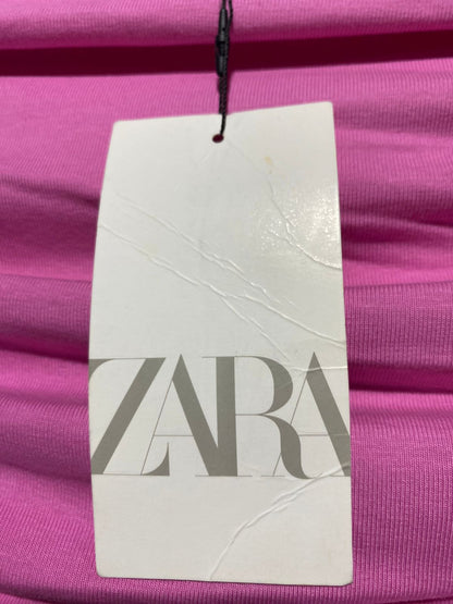 ZARA |M| BUST 16| B15| VIBRANT BUBBLEGUM PINK RUCHED TUBE DRESS