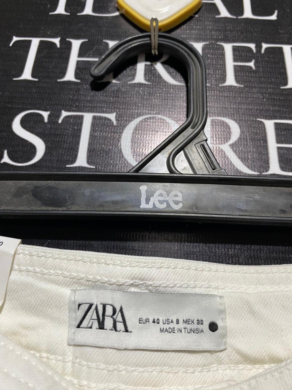 ZARA |M| WAIST 28| B15| HIGH-WAISTED WIDE-LEG WHITE DENIM JEANS