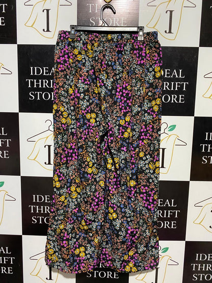 SHEIN CURVE |XL| WAIST 32| B15| VIBRANT MULTICOLOR DITSY FLORAL WIDE-LEG TROUSERS