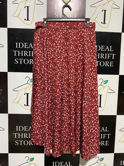 SHEIN |L| WAIST 31| B15| VIBRANT SCARLET DITSY FLORAL WRAP SKIRT
