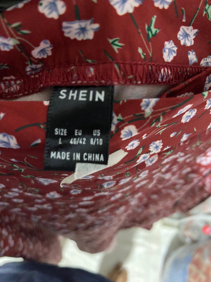 SHEIN |L| WAIST 31| B15| VIBRANT SCARLET DITSY FLORAL WRAP SKIRT
