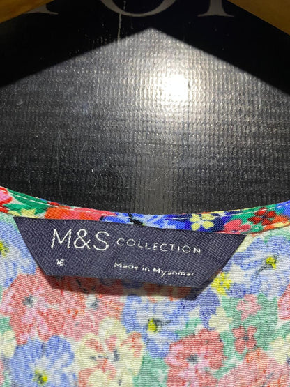 M&S |L| BUST 20| B15| MULTICOLOR FLORAL PRINT V-NECK MAXI DRESS