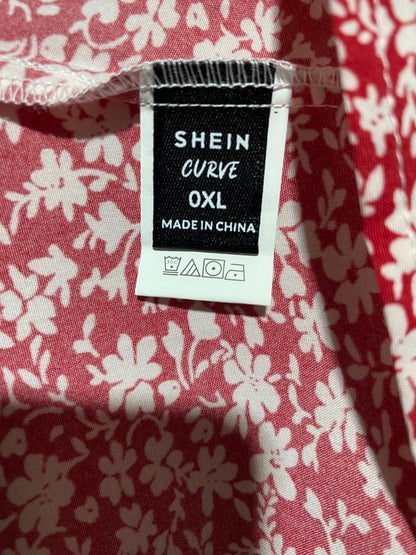 SHEIN CURVE |M| BUST 16| B15| RED & WHITE DITSY FLORAL V-NECK MINI DRESS
