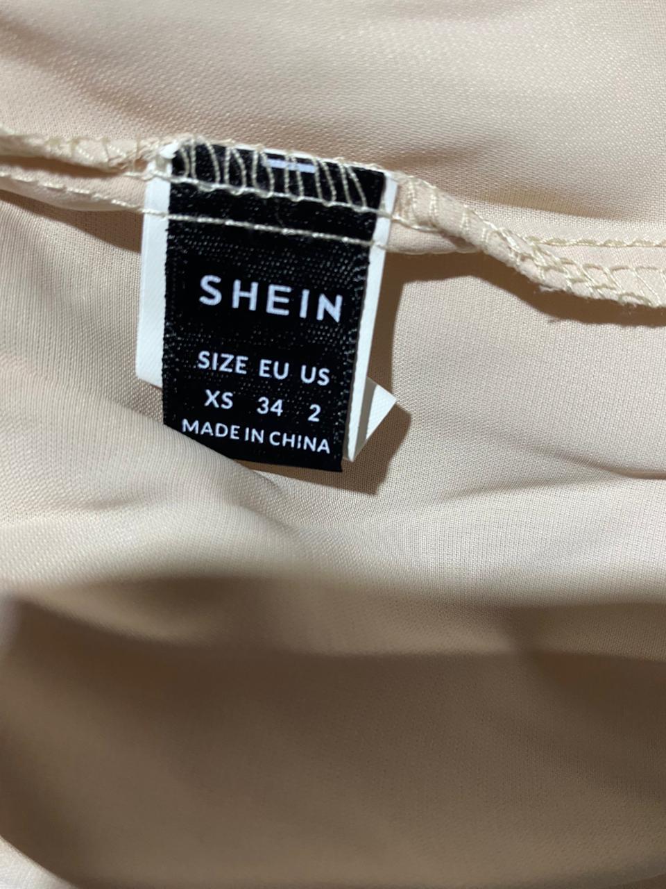 SHEIN |XS| BUST 14| B15| BEIGE SMOCKED SQUARE NECK TIERED MINI DRESS
