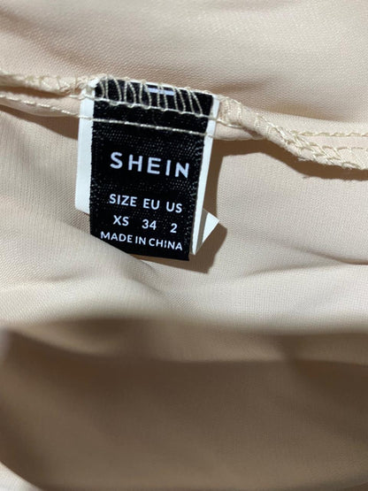 SHEIN |XS| BUST 14| B15| BEIGE SMOCKED SQUARE NECK TIERED MINI DRESS