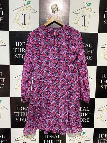 NEXT |M| BUST 18| B15| PINK & PURPLE FLORAL LONG SLEEVE MINI DRESS