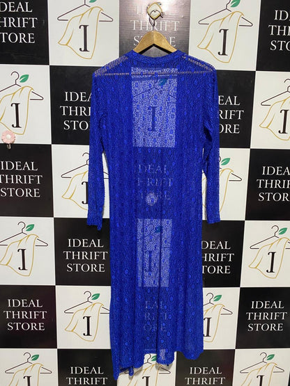 |M| BUST 19| B15| ROYAL BLUE LACE LONG-LINE OPEN CARDIGAN
