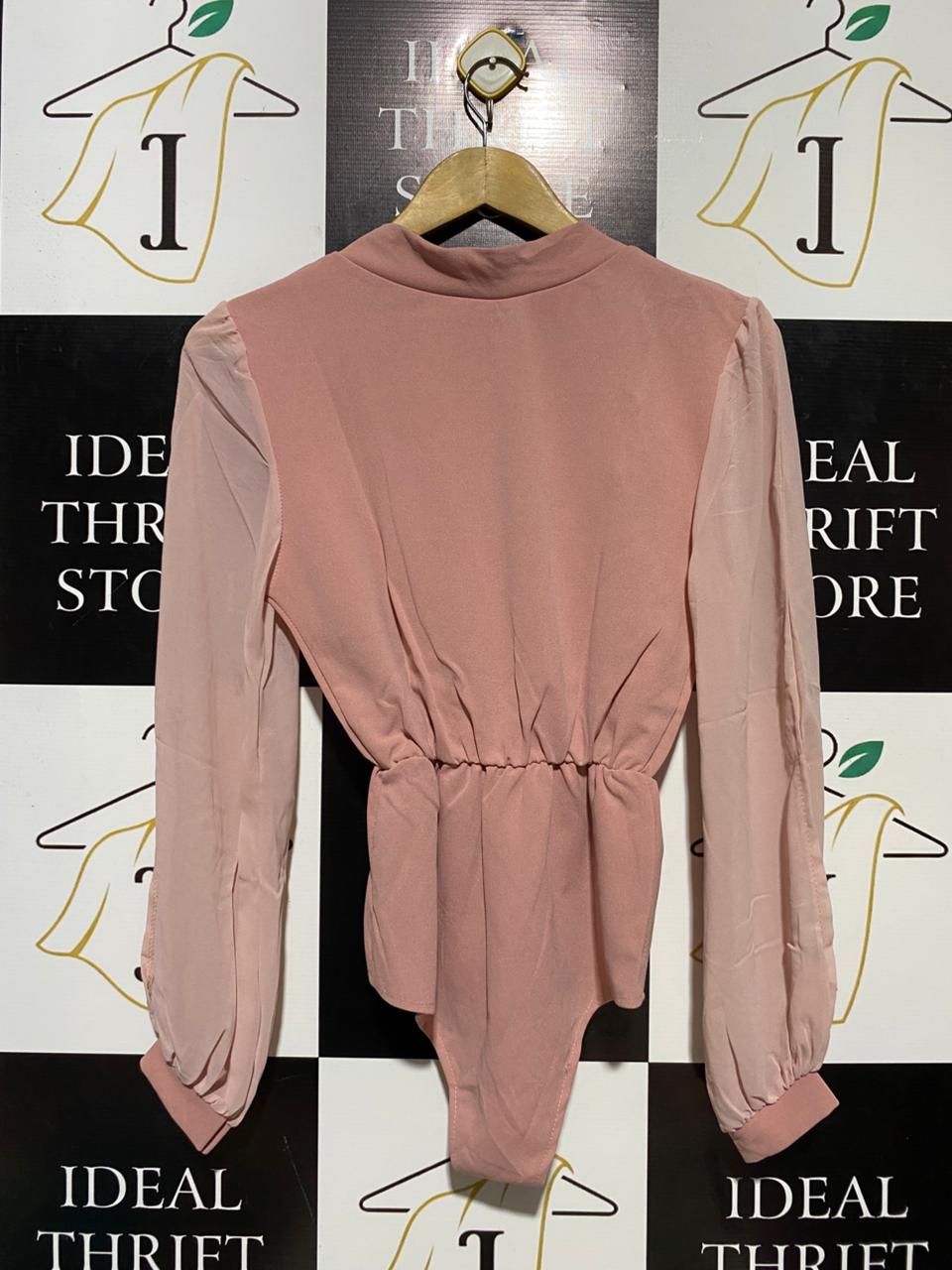 BOOHOO |M| BUST 16| B15| ELEGANT DUSTY ROSE WRAP-STYLE BODYSUIT