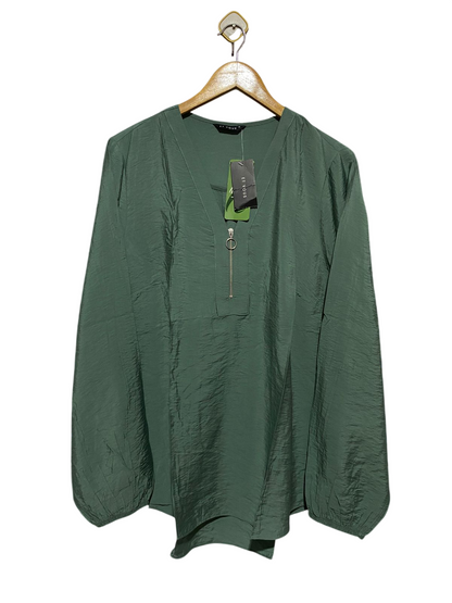 ET VOUS |XL| BUST 23| B16| SAGE GREEN ZIP-NECK CRINKLE TEXTURE BLOUSE