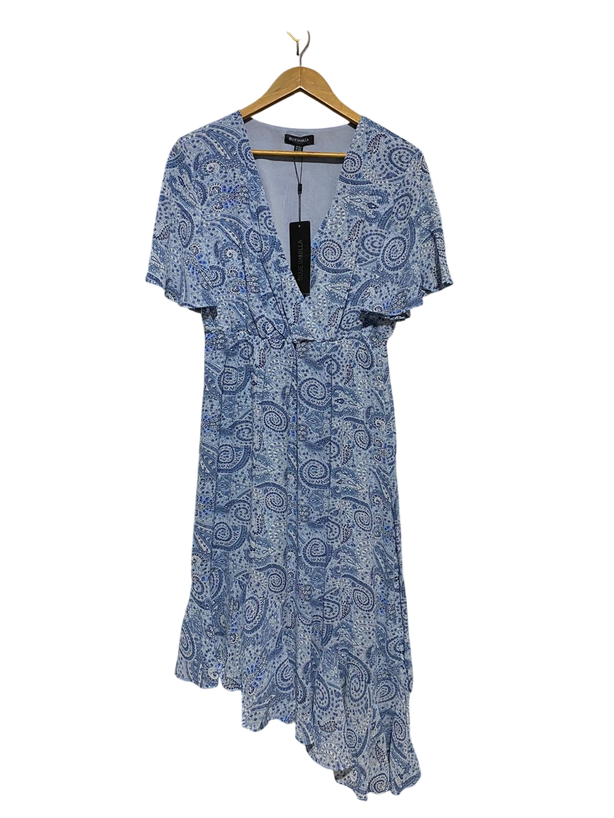 BLUE VANILLA |M| BUST 17| B16| PAISLEY PRINT ASYMMETRICAL MIDI DRESS