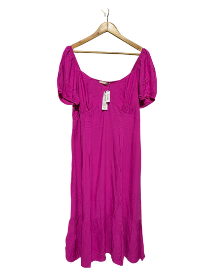 GEORGE |L| BUST 18| B16| VIBRANT MAGENTA PUFF SLEEVE MIDI DRESS