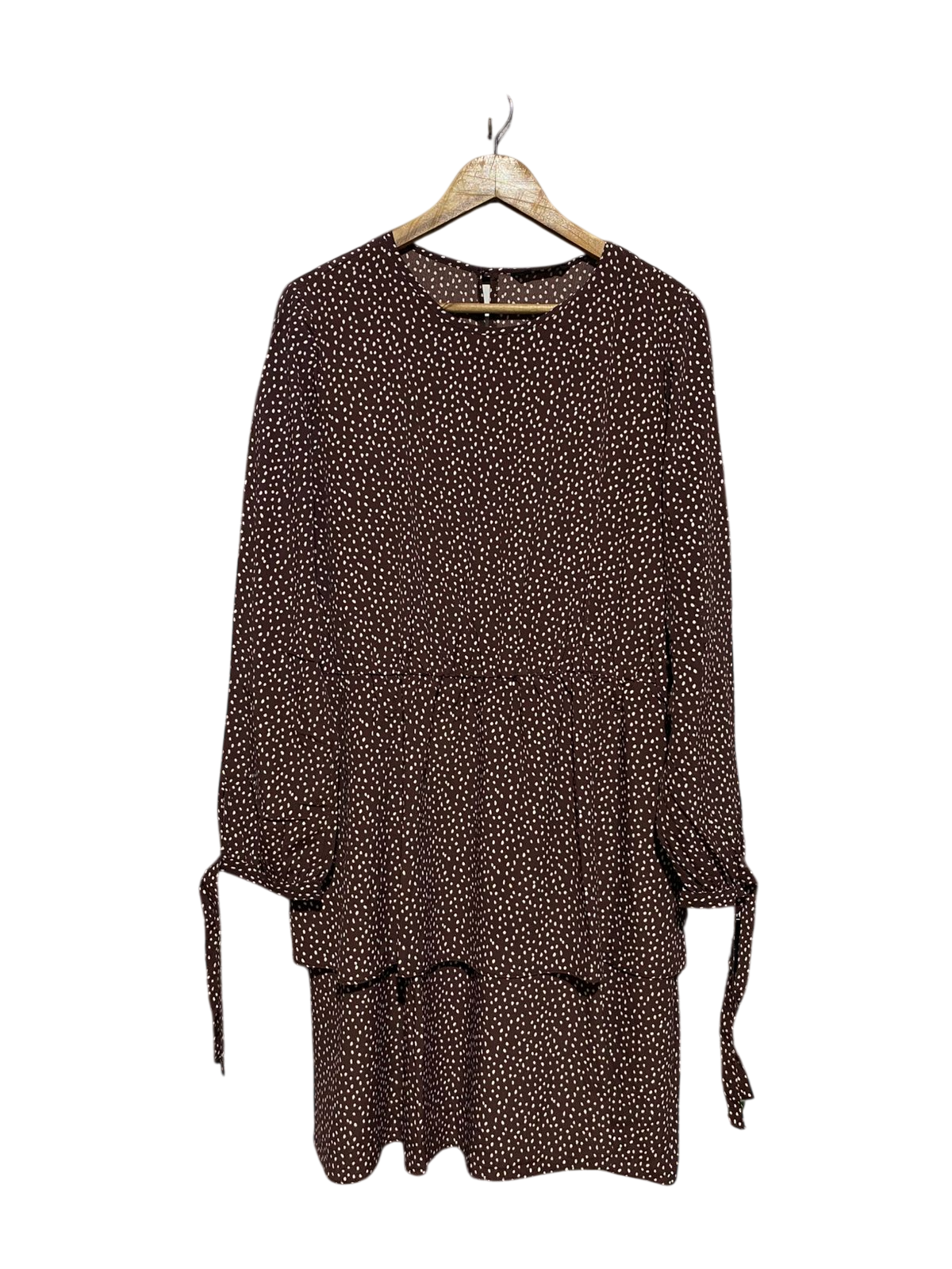 GEORGE |XL| BUST 23| B16| CHOCOLATE BROWN POLKA DOT TIERED MINI DRESS