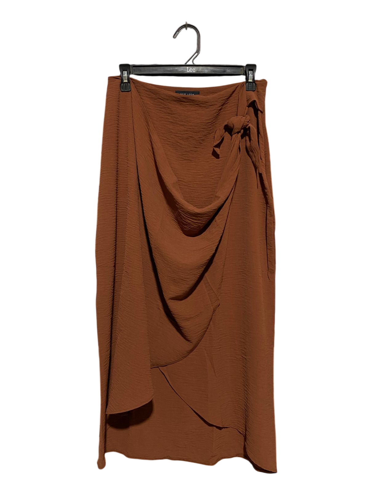 NEW LOOK |M| WAIST 28| B23| RUST BROWN TEXTURED SARONG STYLE WRAP MIDI SKIRT