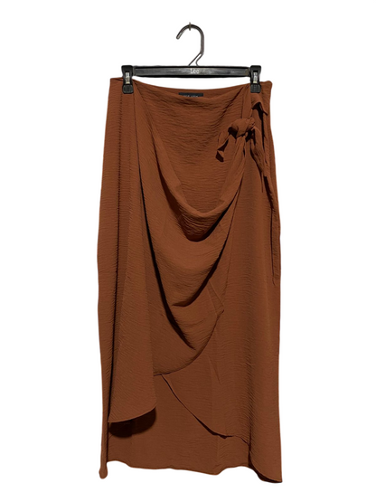 NEW LOOK |M| WAIST 28| B23| RUST BROWN TEXTURED SARONG STYLE WRAP MIDI SKIRT