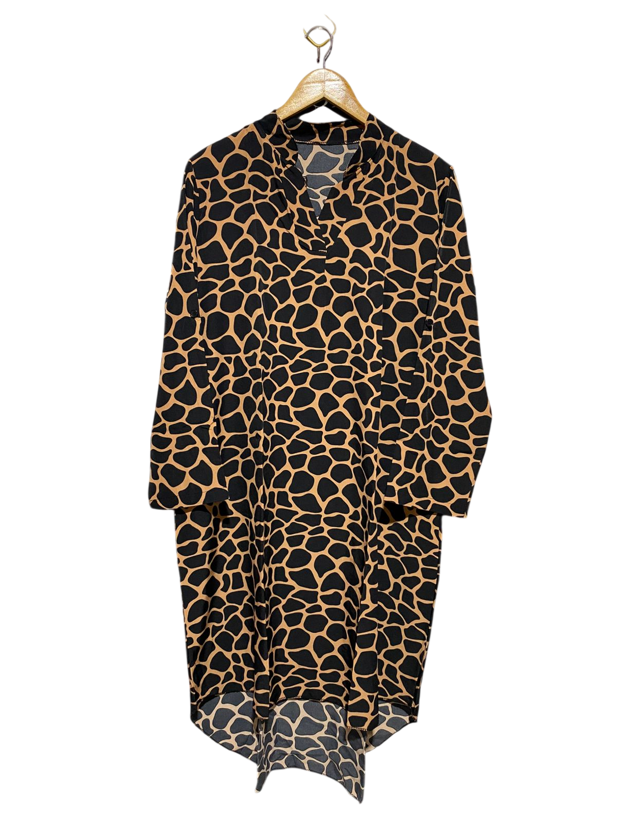 EMMA BODA |L| BUST 22| B16| CHIC GIRAFFE PRINT HIGH-LOW TUNIC DRESS