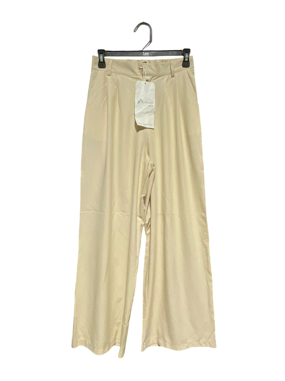 YSL STUDIO |S| WAIST 26| B16| BEIGE HIGH-WAISTED WIDE LEG TROUSERS