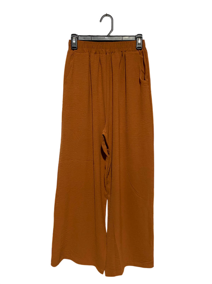 |M| WAIST 24| B16| RUST ORANGE WIDE LEG TROUSERS WITH SIDE POCKETS