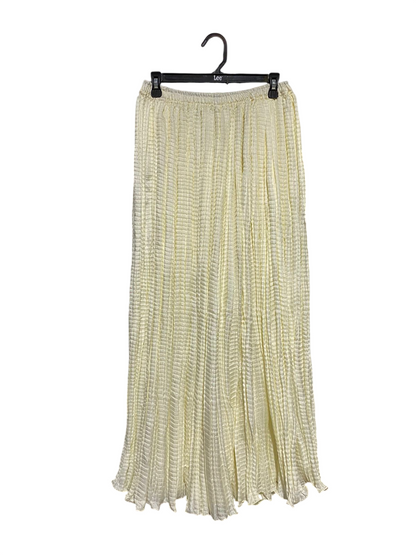 |M| WAIST 28| B16| PALE YELLOW PLISSE MAXI SKIRT WITH ELASTICATED WAIST