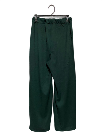 |S| WAIST 27| B16| BOTTLE GREEN WIDE LEG TROUSERS WITH ELASTICATED WAIST