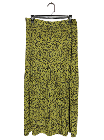 PRIMARK |L| WAIST 30| B16| LIME GREEN & BLACK ANIMAL PRINT PLEATED MAXI SKIRT