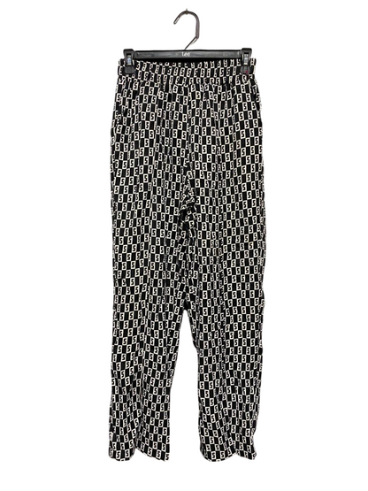 YARK NEW |S| WAIST 26| B16| BLACK & WHITE GEOMETRIC PRINT ELASTICATED WAIST TROUSERS