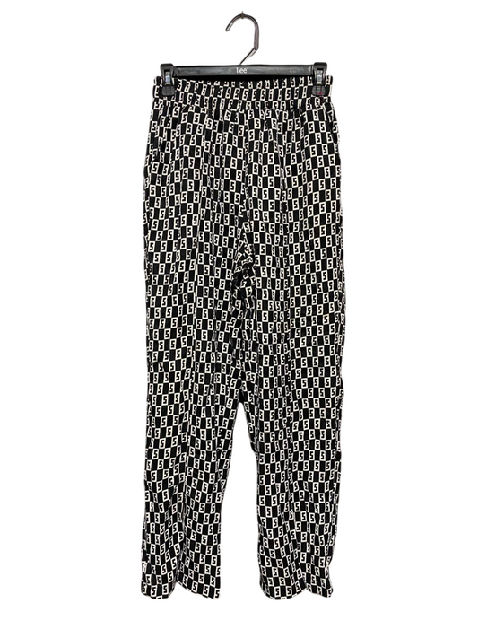 YARK NEW |S| WAIST 26| B16| BLACK & WHITE GEOMETRIC PRINT ELASTICATED WAIST TROUSERS