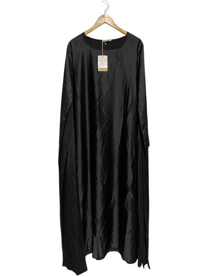 LINDAZ |XL| BUST 22| B16| ELEGANT JET BLACK SATIN LONG SLEEVE MAXI DRESS