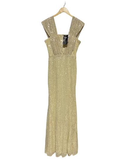 MISS ORD |M| BUST 16| B16| GLAMOROUS GOLD SEQUIN SLEEVELESS V-NECK MAXI GOWN