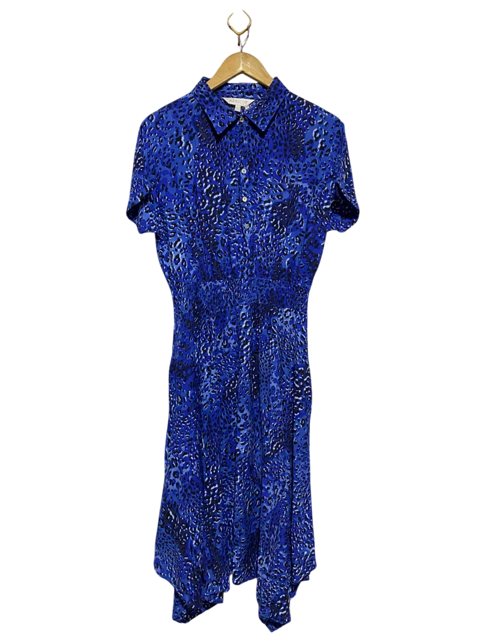 APRICOT |M| BUST FREE| B16| ROYAL BLUE LEOPARD PRINT SHIRT DRESS