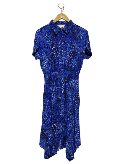 APRICOT |M| BUST FREE| B16| ROYAL BLUE LEOPARD PRINT SHIRT DRESS