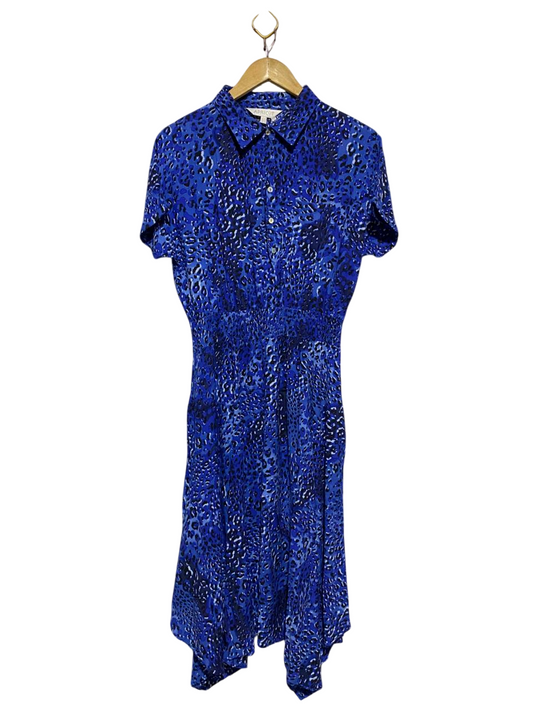 APRICOT |M| BUST FREE| B16| ROYAL BLUE LEOPARD PRINT SHIRT DRESS