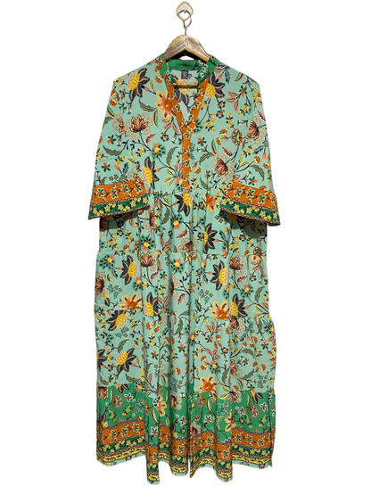 SHEIN CURVE |XXL| BUST 24| B16| MINT FLORAL TIERED BOHO MAXI DRESS