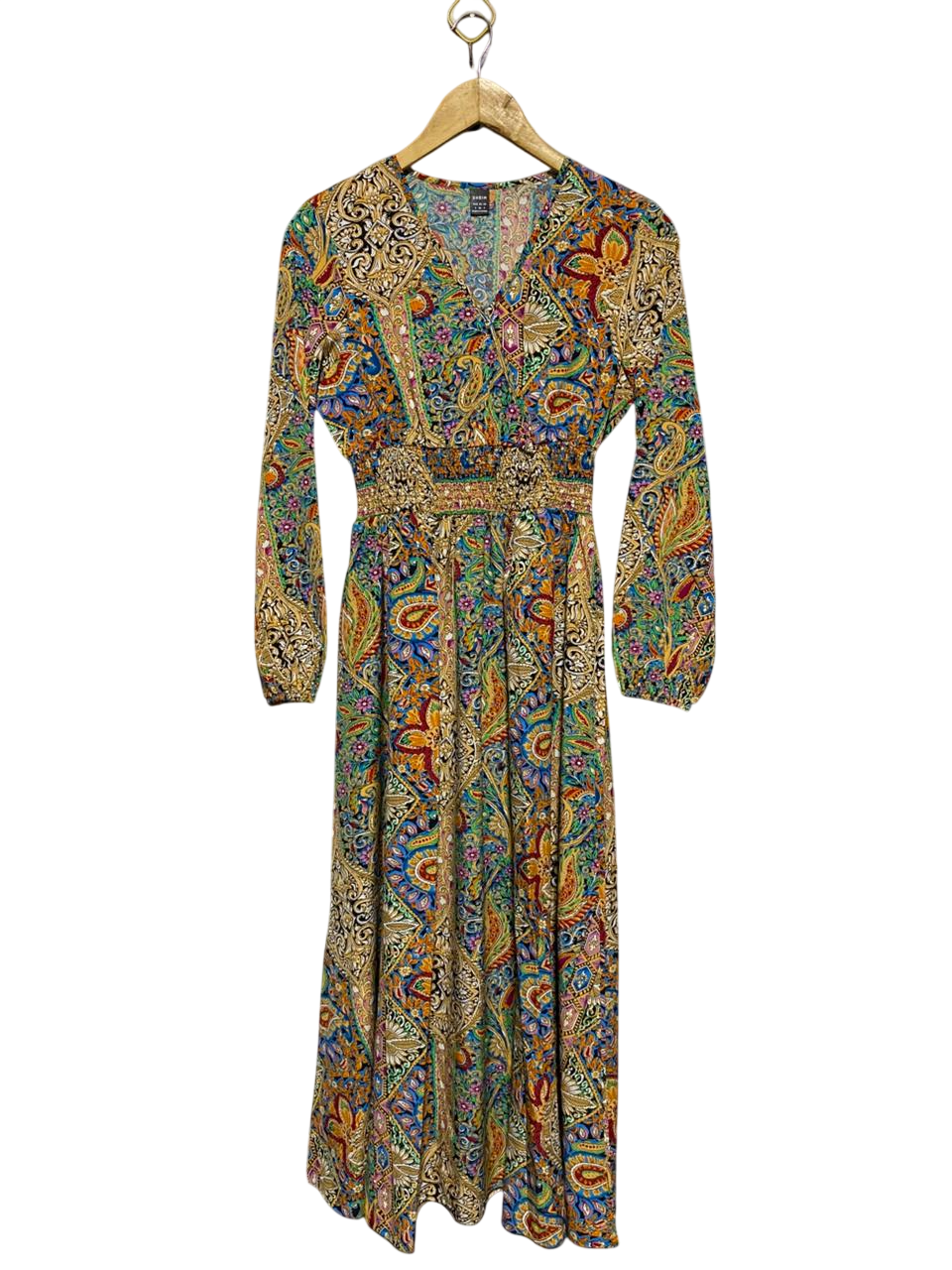 SHEIN |S| BUST 16| B16| ORNAMENTAL PAISLEY SMOCKED WAIST MAXI DRESS