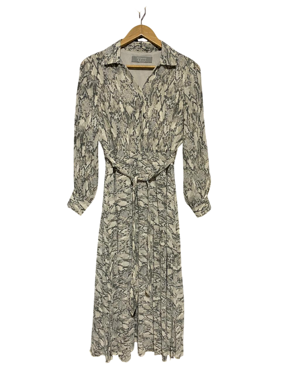 PRIMARK |M| BUST 17| B16| SNAKESKIN PRINT BELTED MIDI SHIRT DRESS