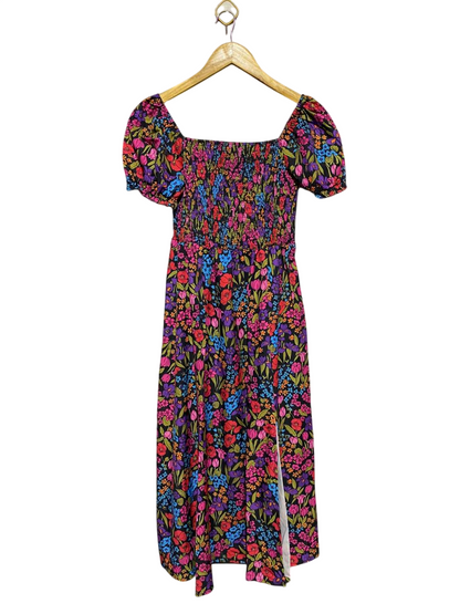 SHEIN |S| BUST 13| B17| FLORAL SMOCKED BUST MAXI DRESS WITH SIDE SLIT