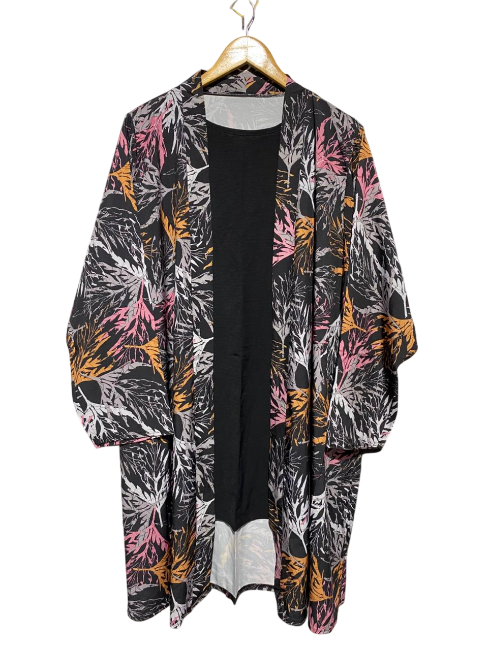 |XL| BUST 23| B17| PRINTED OPEN-FRONT KIMONO CARDIGAN WITH INNER TOP SET