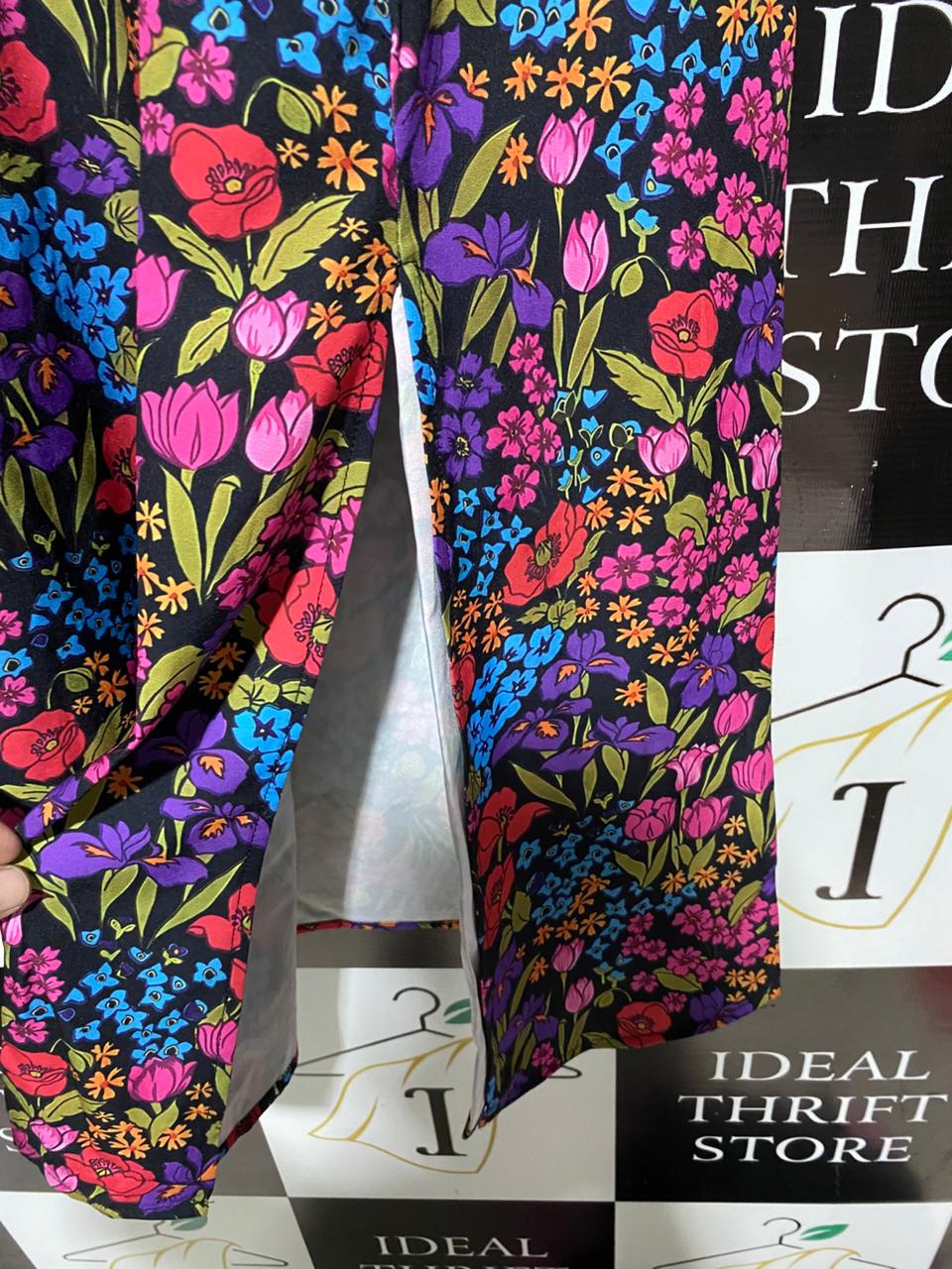 SHEIN |S| BUST 13| B17| FLORAL SMOCKED BUST MAXI DRESS WITH SIDE SLIT